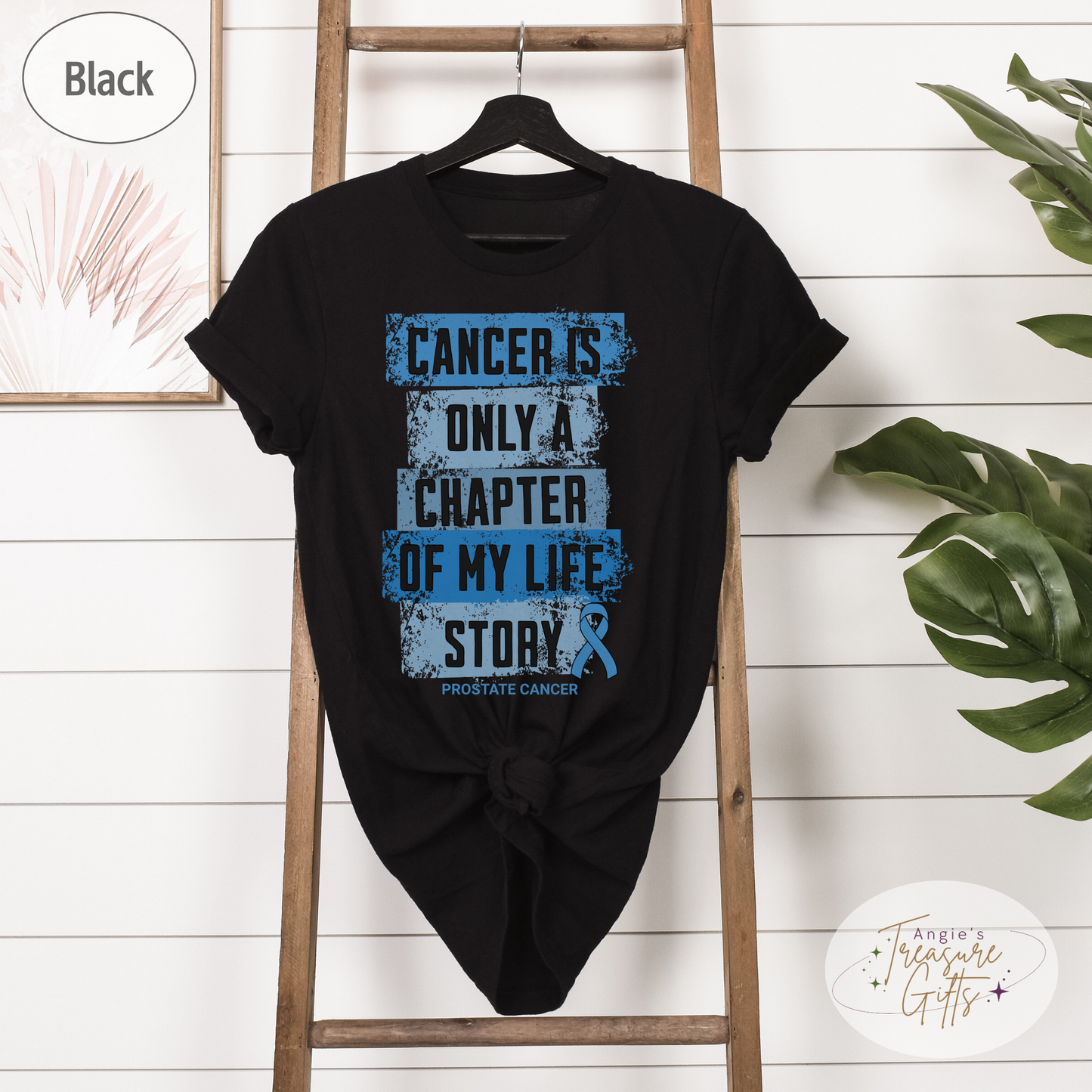 Prostate Cancer Awareness T-Shirt – Cancer Is Only a Chapter of My Life Story – Light Blue Ribbon Survivor & Support Shirt