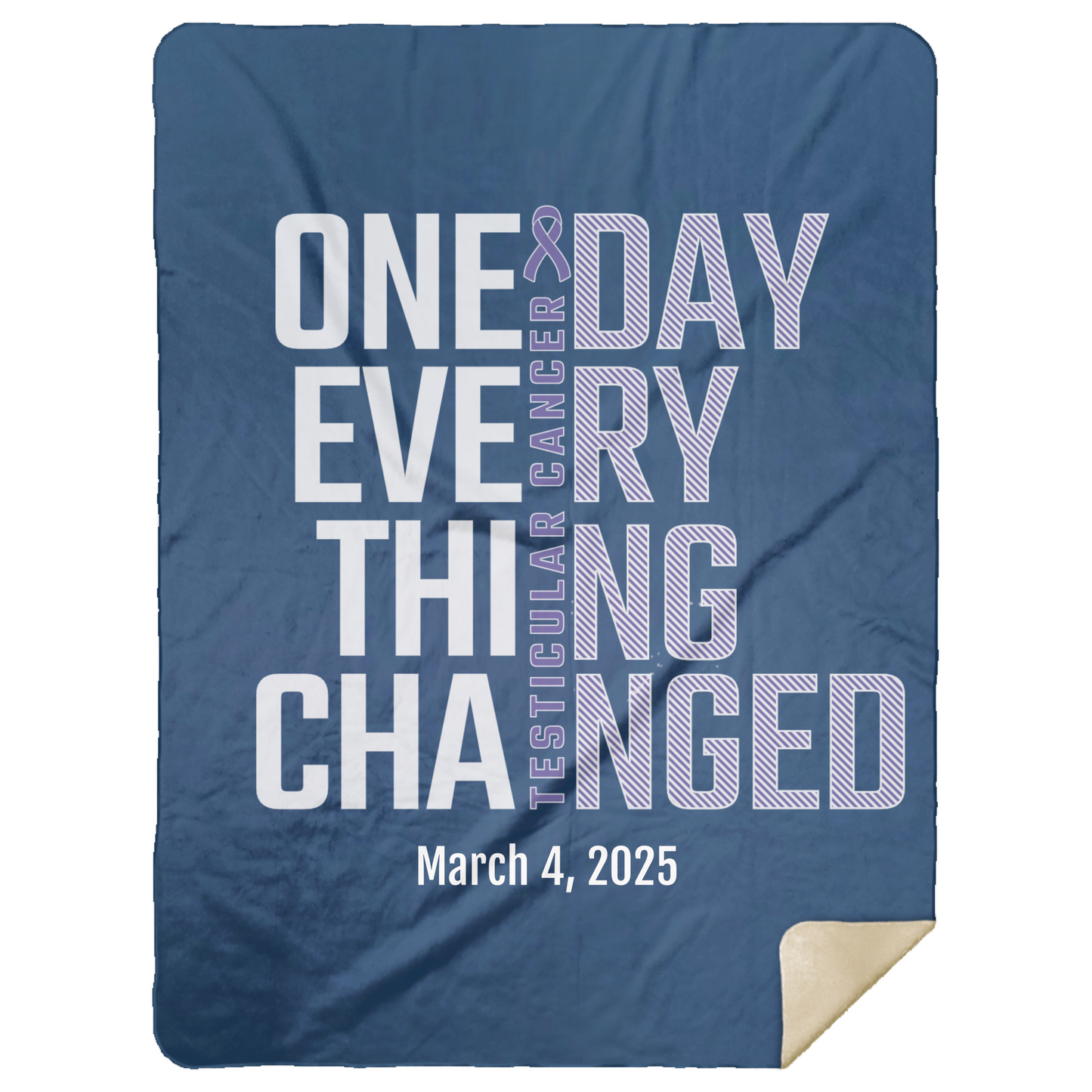 Personalized Testicular Cancer Awareness Sherpa Blanket – One Day Everything Changed – Custom Name & Date - Three Sizes