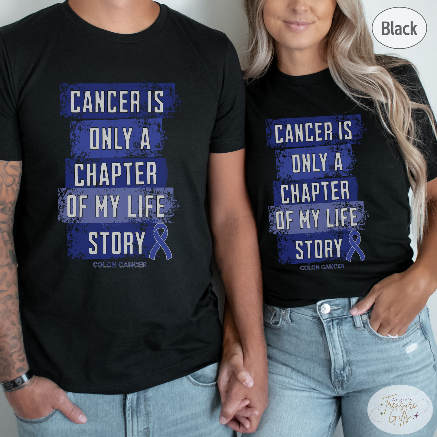 Colon Cancer Awareness T-Shirt – Cancer Is Only a Chapter of My Life Story – Dark Blue Ribbon Cancer Support & Survivor Shirt