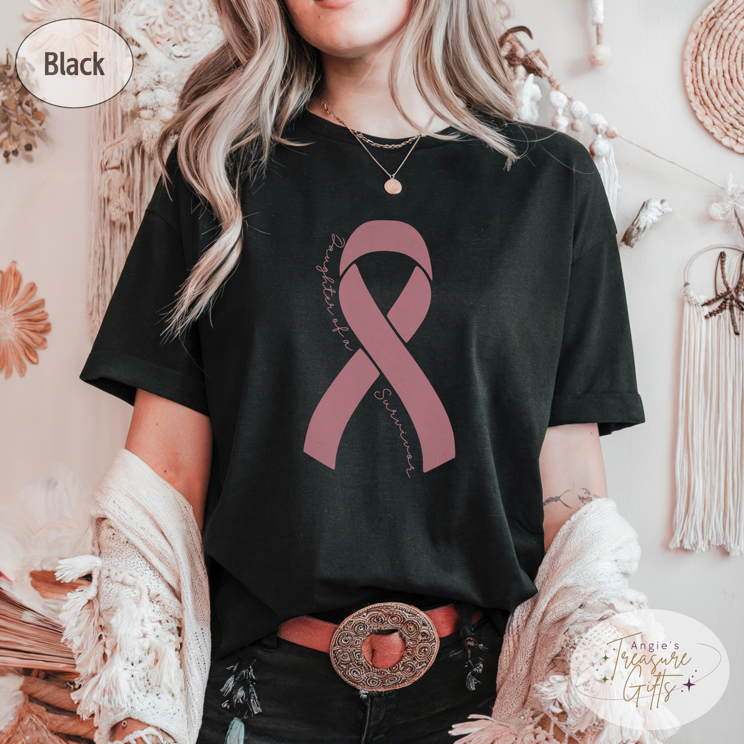 Personalized Breast Cancer Awareness Shirt – Pink Ribbon Tee – Customizable Survivor, Warrior, Fighter Support – Bella Canvas 3001