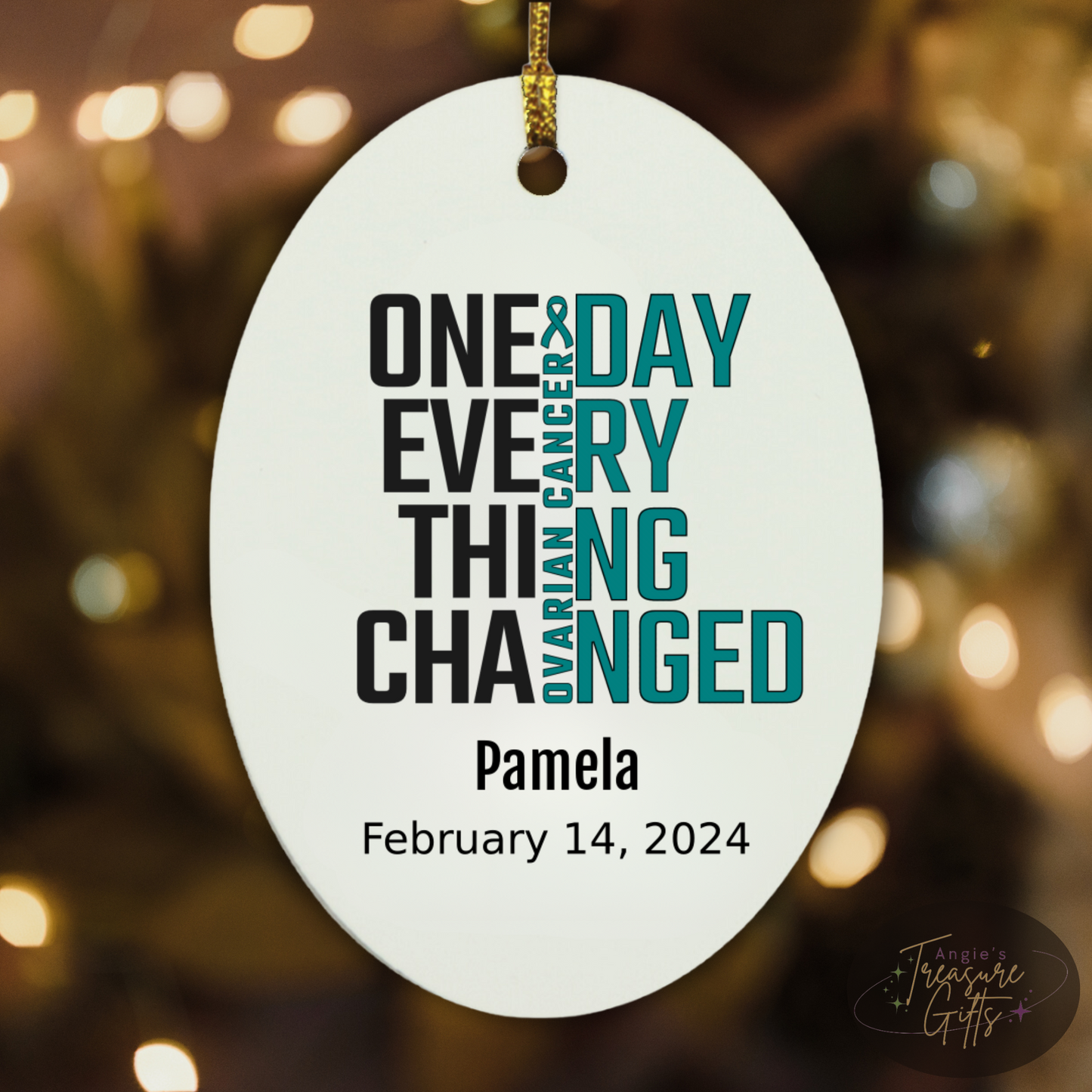 One Day Everything Changed Ovarian Cancer Awareness Ornament – Personalized Survivor Gift