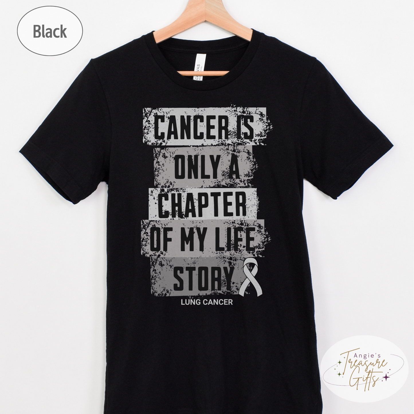 Lung Cancer Awareness T-Shirt – Cancer Is Only a Chapter of My Life Story – White Ribbon Cancer Support & Survivor Shirt