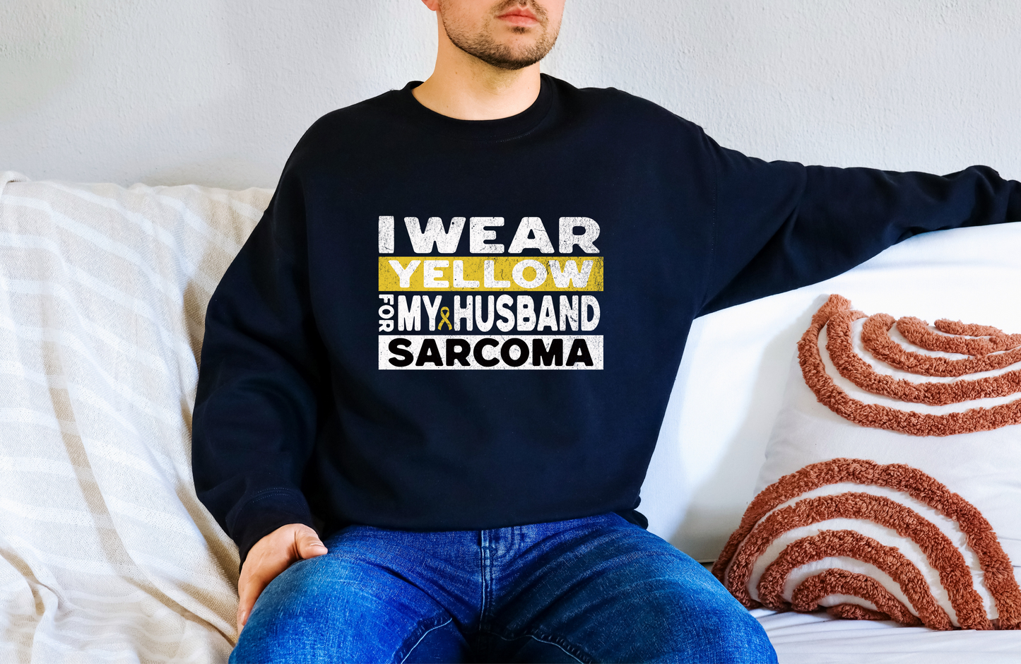 Sarcoma Cancer Awareness Shirt, I Wear Yellow for My Husband Tee, Sarcoma Cancer Awareness T-Shirt, Sarcoma Sweatshirt Support Gift