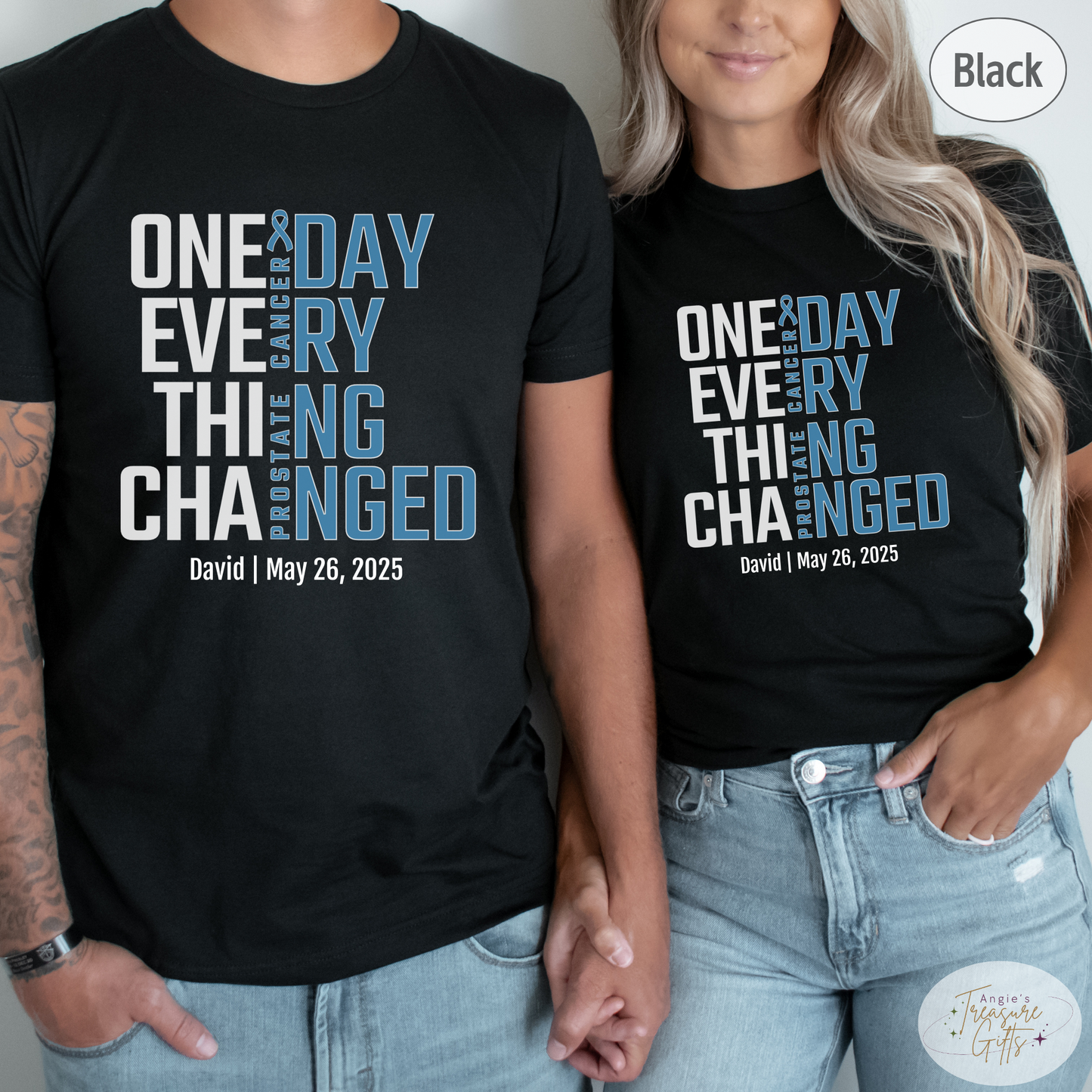 Personalized Prostate Cancer Awareness T-Shirt – One Day Everything Changed – Custom Survivor, Warrior, Memorial Gift
