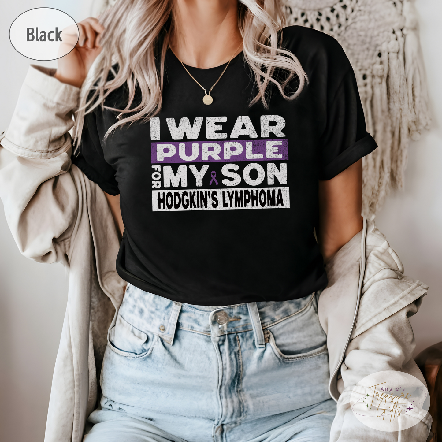Hodgkin's Lymphoma Awareness Support Shirt for Mom or Dad, I Wear Purple For My Son Tshirt, Cancer Support Squad Sweatshirt