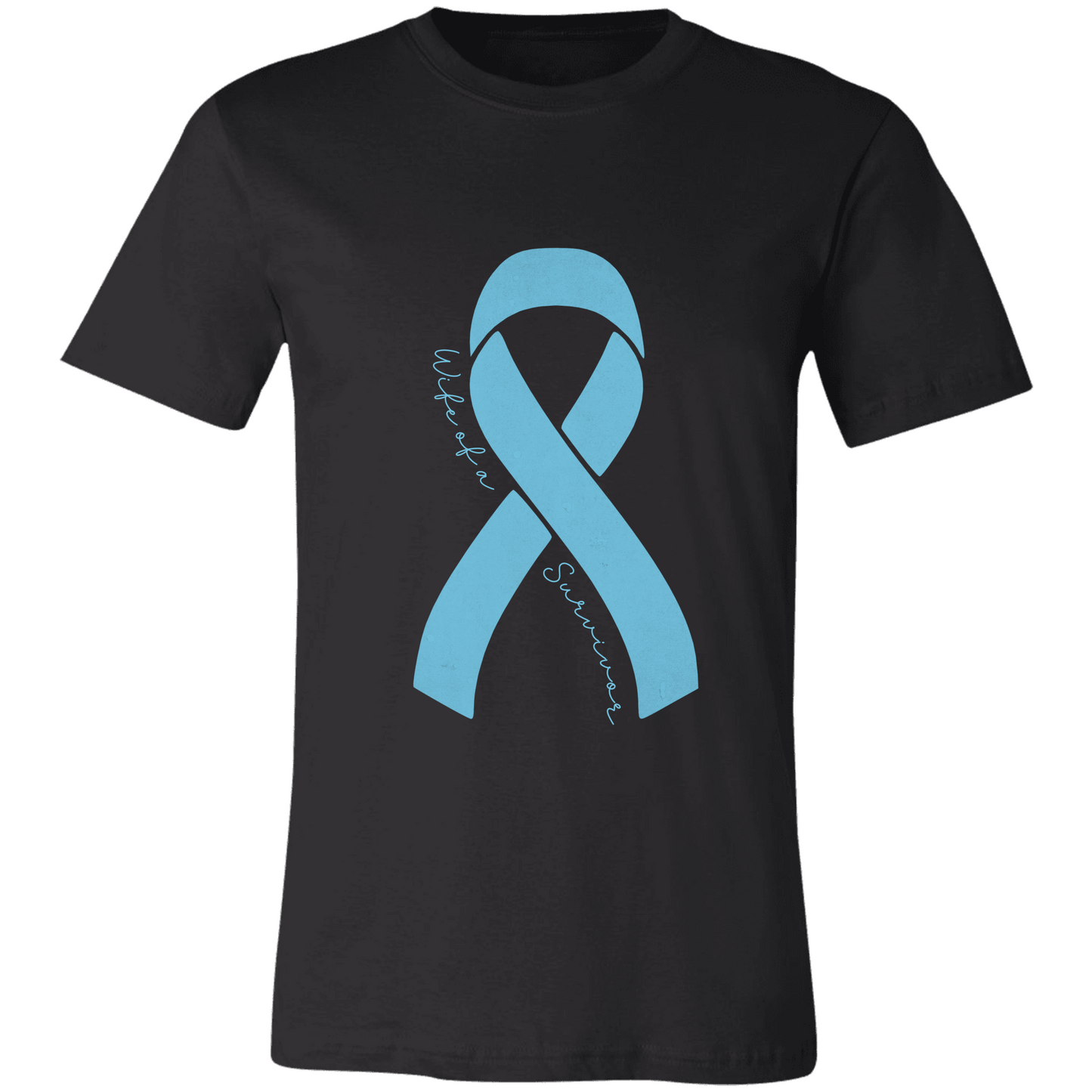 Personalized Prostate Cancer Awareness Shirt – Light Blue Ribbon Tee – Customizable Survivor, Warrior, Fighter Support – Bella Canvas 3001
