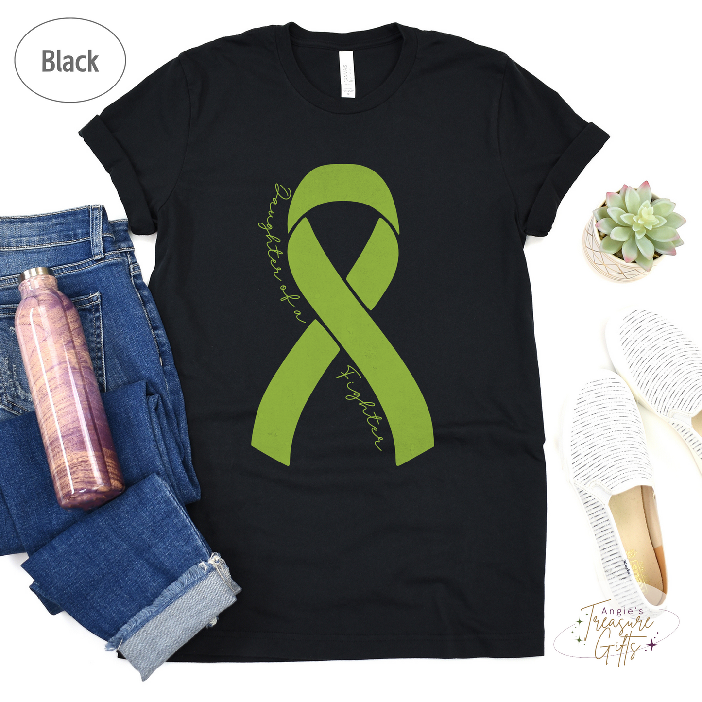 Personalized Non-Hodgkin’s Lymphoma Awareness Shirt – Lime Green Ribbon Tee – Customizable Survivor, Warrior, Fighter Support – Bella Canvas 3001
