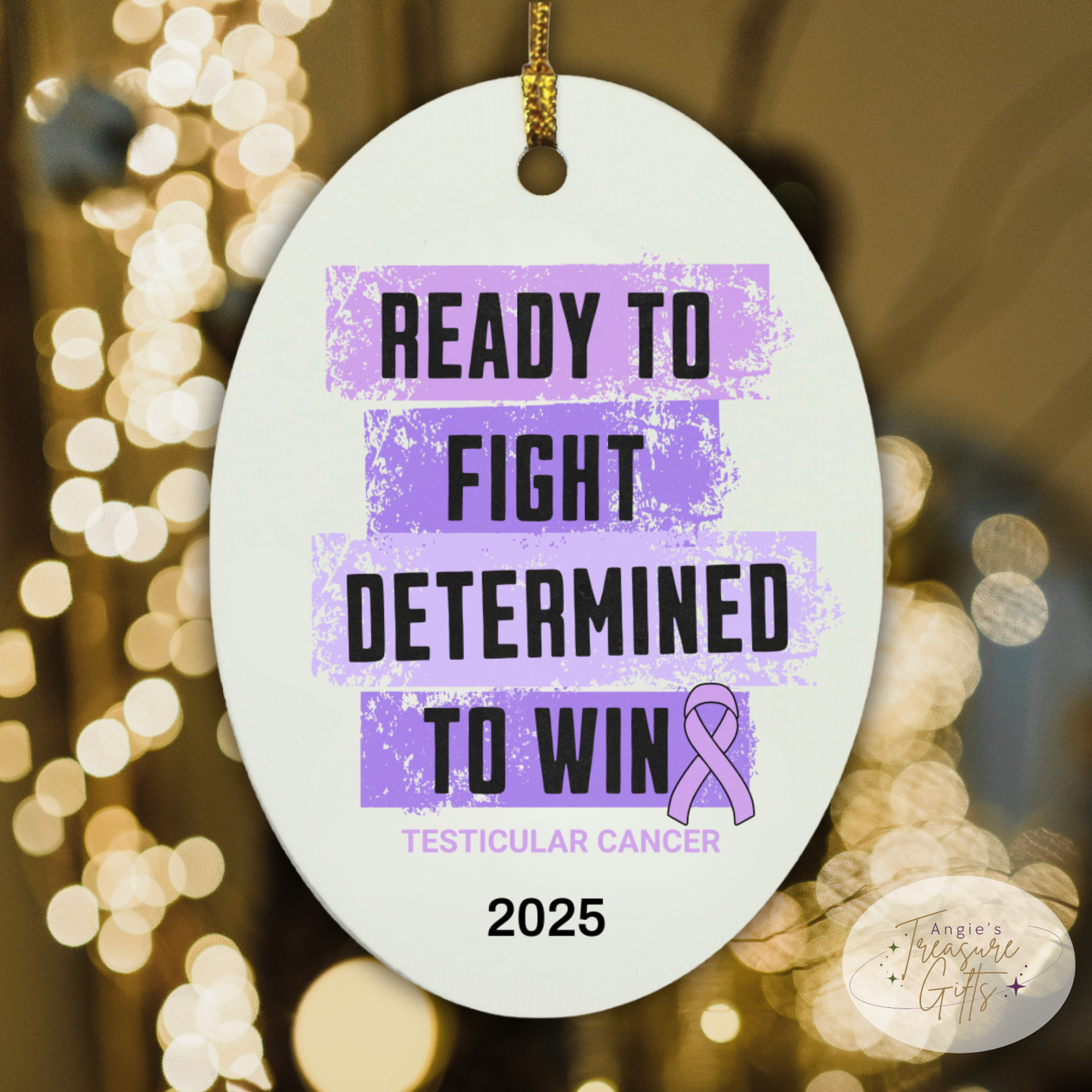 Personalized Testicular Cancer Awareness Ornaments – Light Purple Ribbon Keepsakes