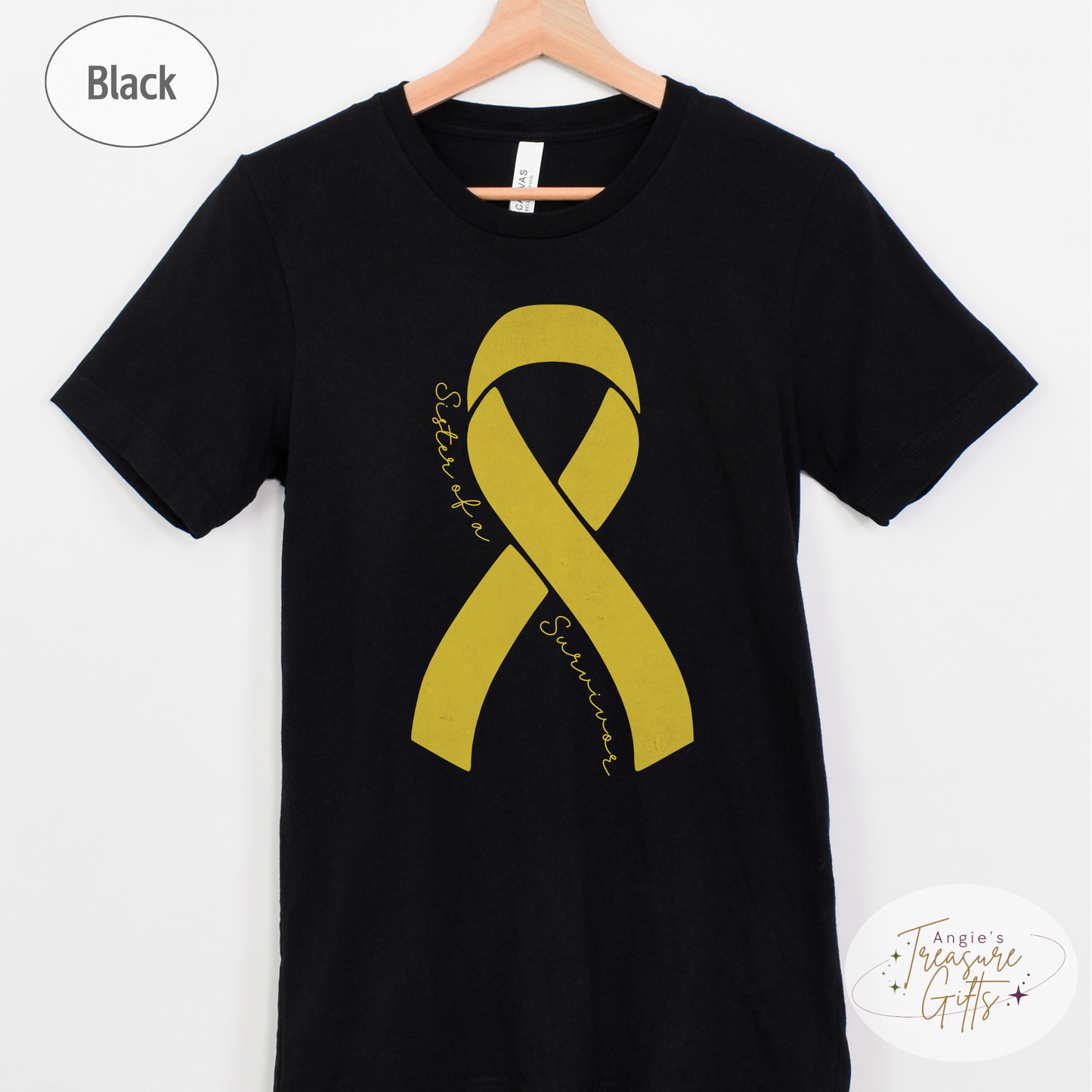 Personalized Sarcoma Cancer Awareness Shirt – Yellow Ribbon Tee – Customizable Survivor, Warrior, Fighter Support – Bella Canvas 3001