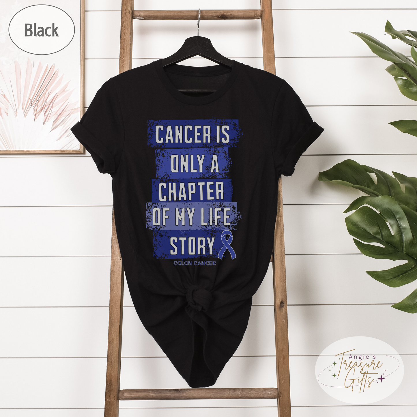 Colon Cancer Awareness T-Shirt – Cancer Is Only a Chapter of My Life Story – Dark Blue Ribbon Cancer Support & Survivor Shirt
