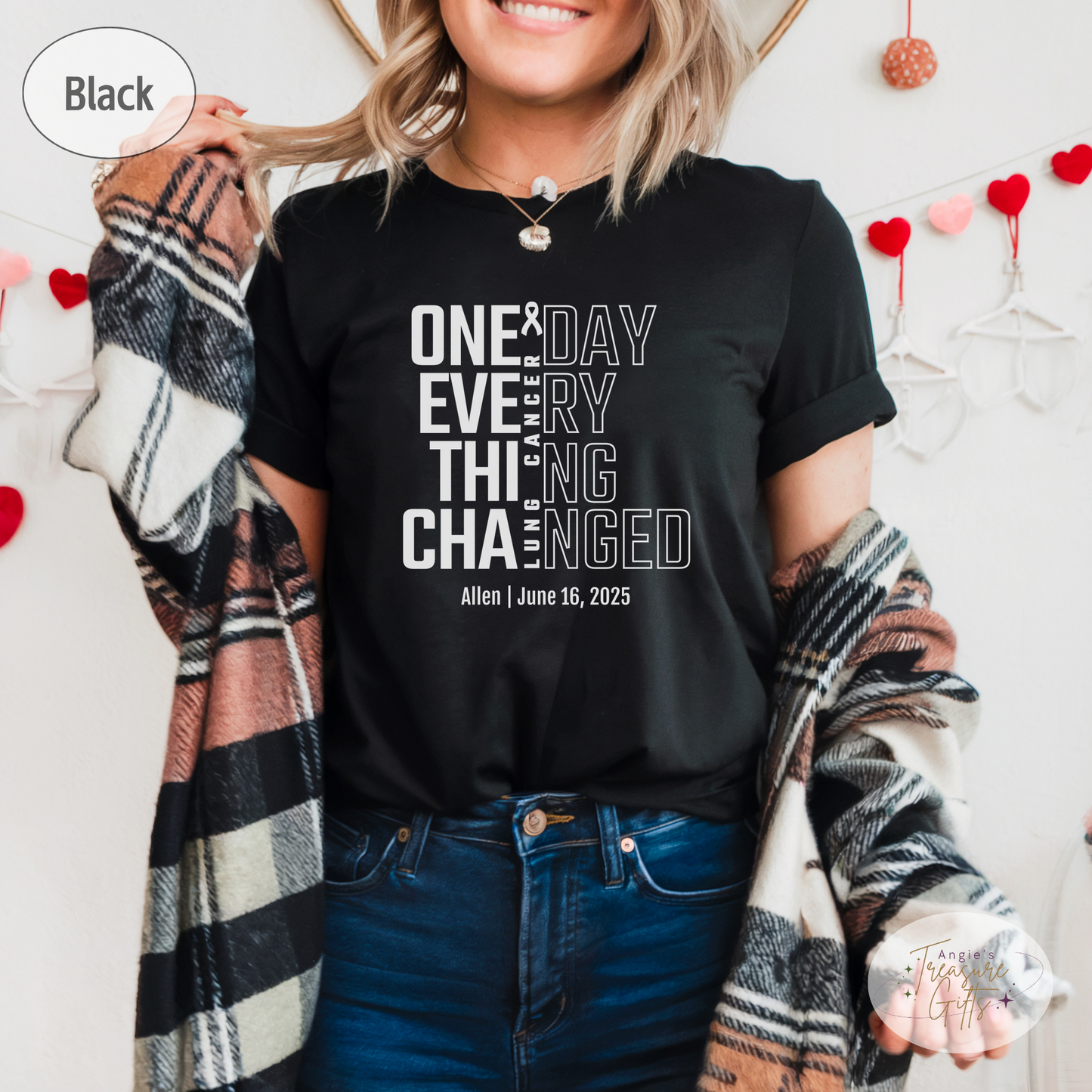 Personalized Lung Cancer Awareness T-Shirt – One Day Everything Changed – Custom Survivor, Warrior, Memorial Gift
