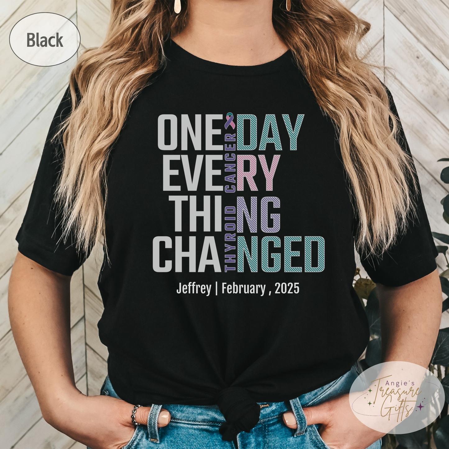 Personalized Thyroid Cancer Awareness T-Shirt – One Day Everything Changed – Custom Survivor, Warrior, Memorial Gift