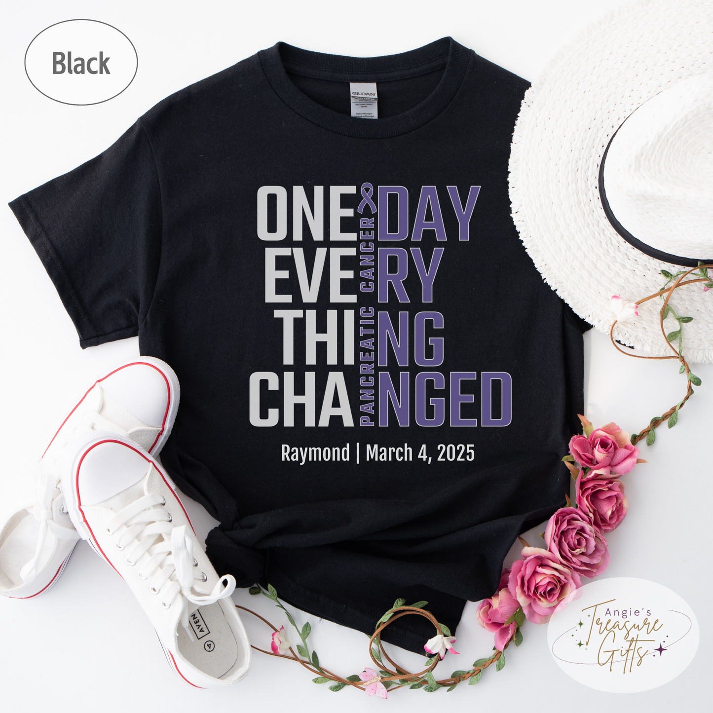 Personalized Pancreatic Cancer Awareness T-Shirt – One Day Everything Changed – Custom Survivor, Warrior, Memorial Gift