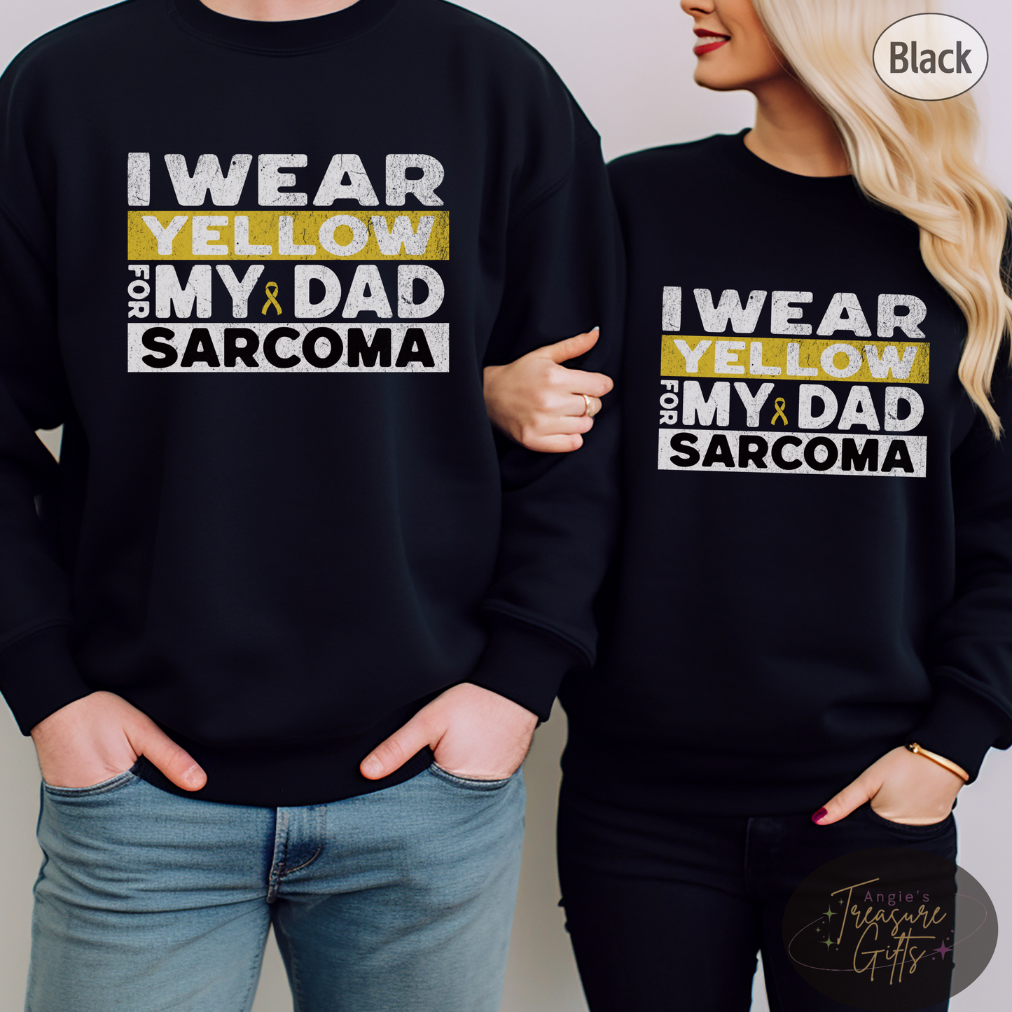 Sarcoma Awareness Shirt, I Wear Yellow for My Dad Shirt Sarcoma Cancer Awareness T-Shirt Sweatshirt Support Gift