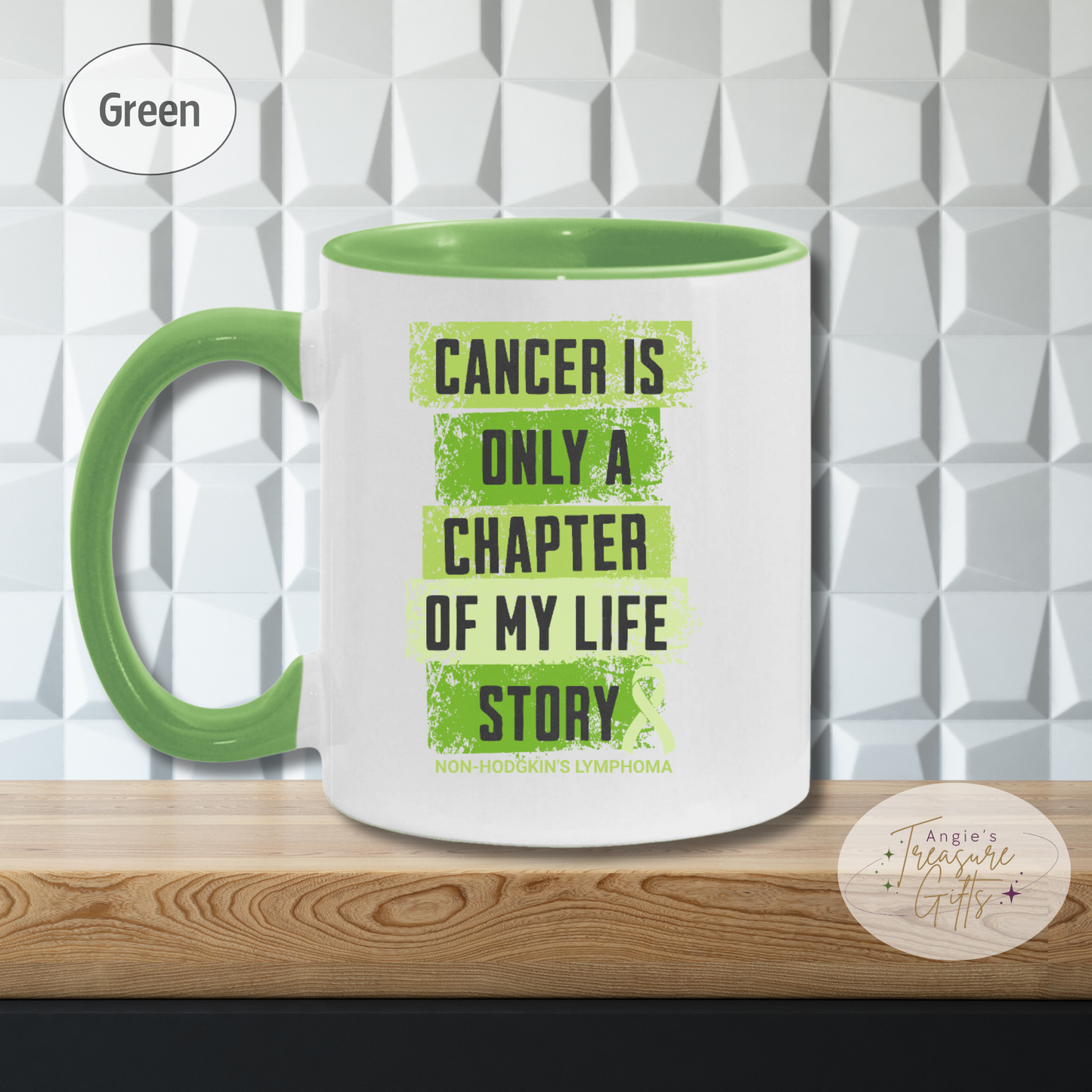 Non-Hodgkin’s Lymphoma Survivor Mug – Lime Green Ribbon Cup - "Cancer Is Only a Chapter" Gift - Mother's Day Present - Father's Day Gift