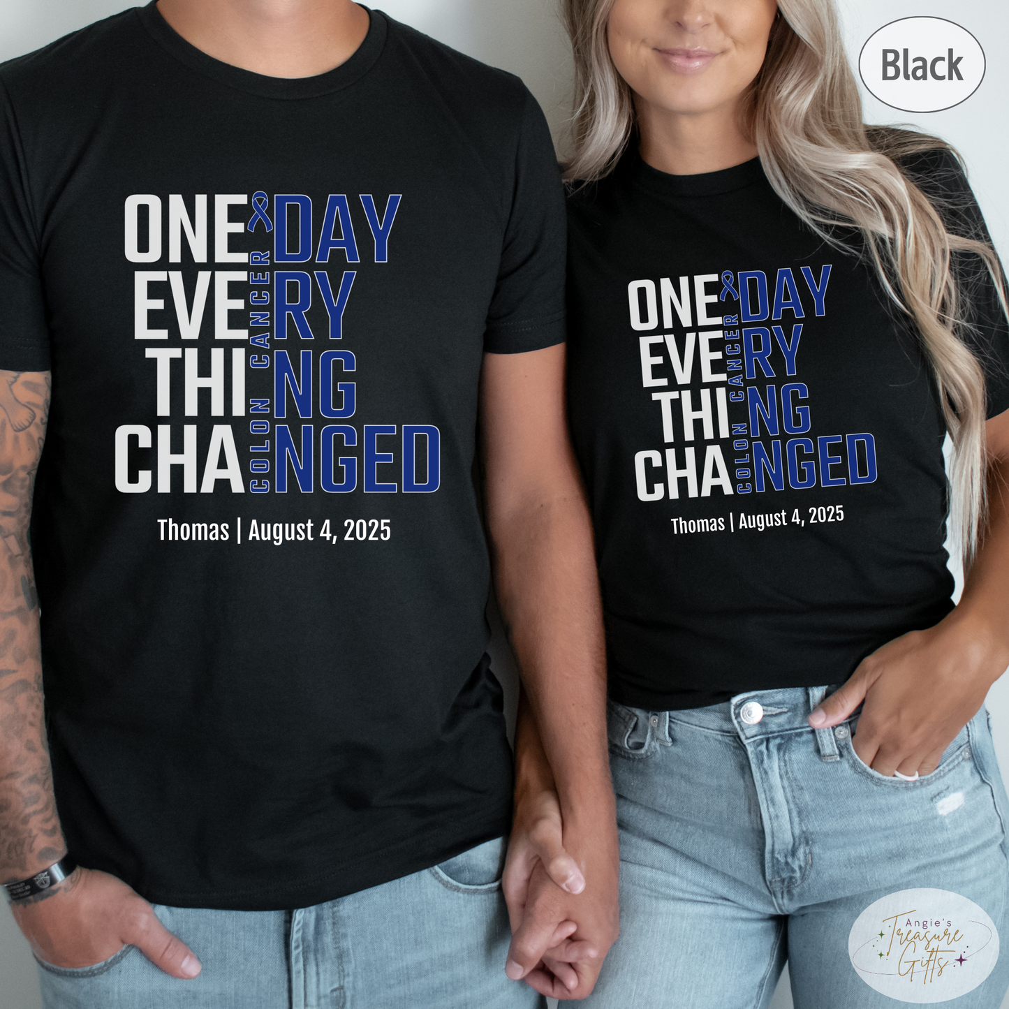 Personalized Colon Cancer Awareness T-Shirt – One Day Everything Changed – Custom Survivor, Warrior, Memorial Gift