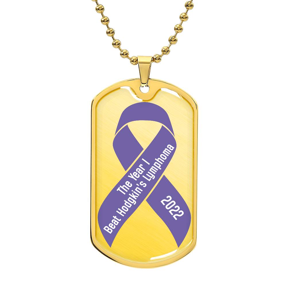 Custom Hodgkin's Lymphoma Necklace, I Beat Hodgkin's Lymphoma Gift, Cancer Survivor Personalized Dog Tag Gift, Cancer Bell Celebration