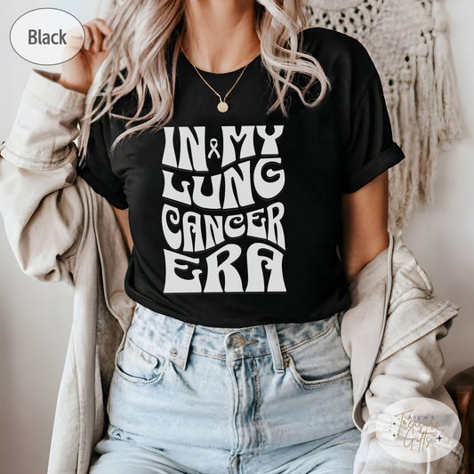 In My Lung Cancer Era Shirt – White Awareness Ribbon – Bella Canvas 3001 Unisex Tee – Cancer Support Gift