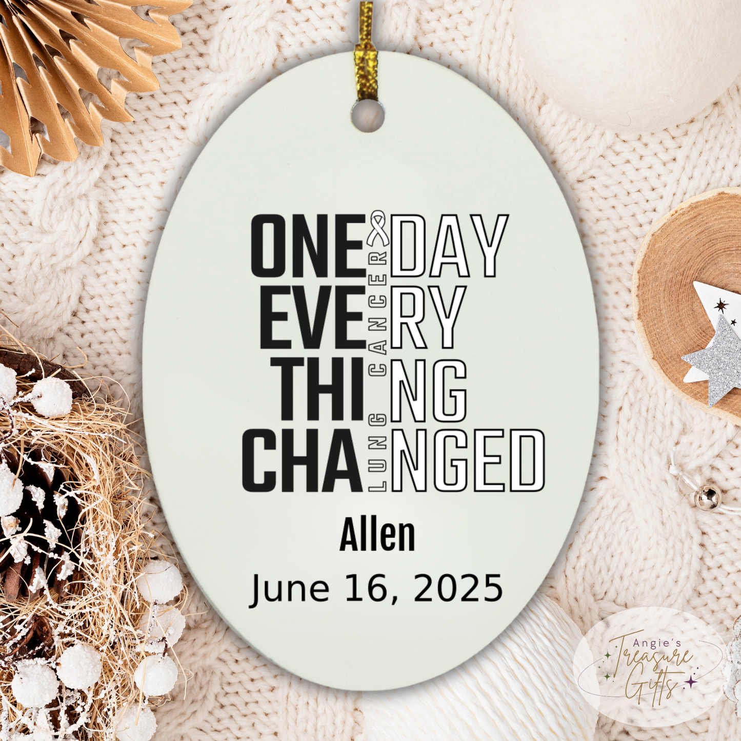 One Day Everything Changed Lung Cancer Awareness Ornament – Personalized Survivor Gift