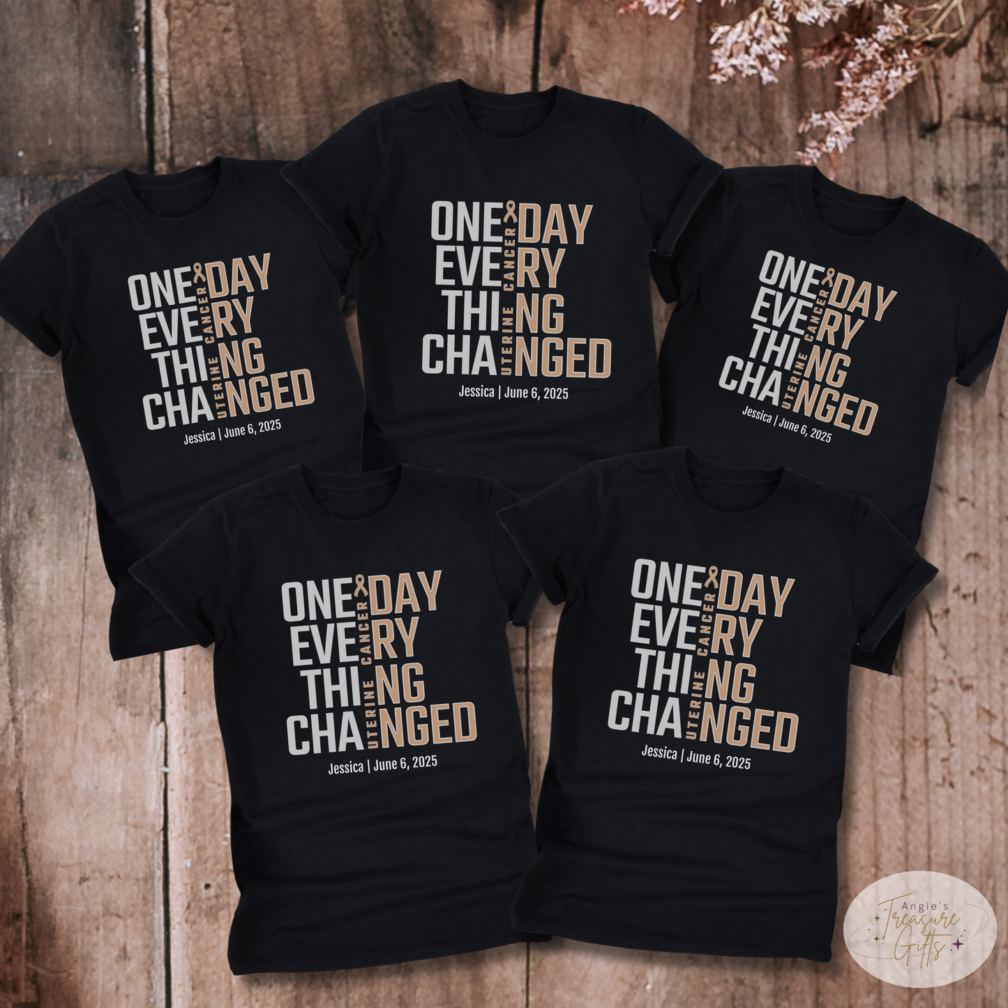 Personalized Uterine Cancer Awareness T-Shirt – One Day Everything Changed – Custom Survivor, Warrior, Memorial Gift