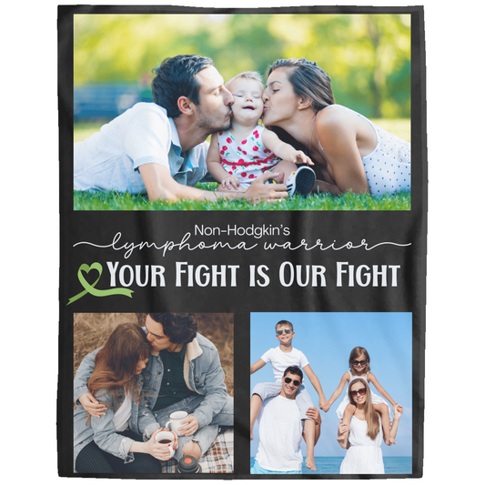 Personalized Non-Hodgkin’s Lymphoma Warrior Photo Blanket – “Your Fight Is Our Fight” Plush Fleece 60x80