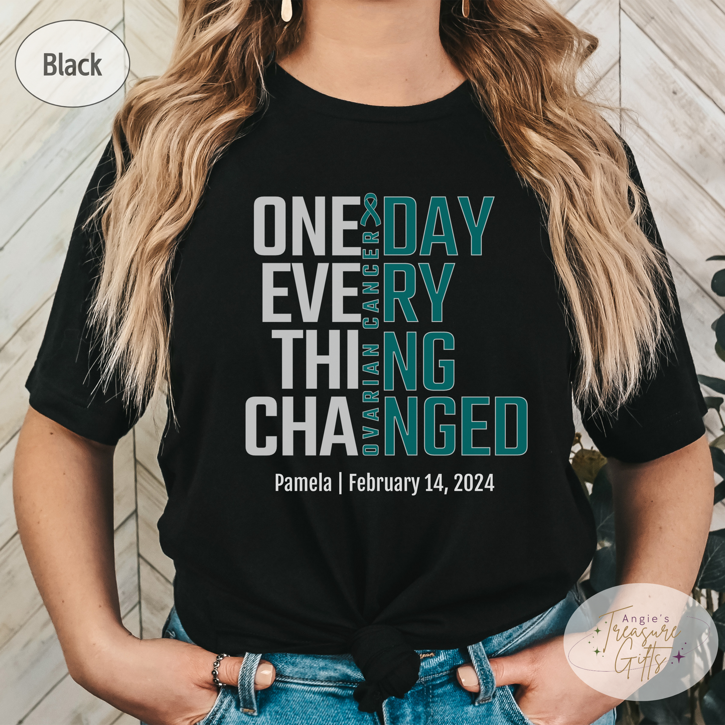 Personalized Ovarian Cancer Awareness T-Shirt – One Day Everything Changed – Custom Survivor, Warrior, Memorial Gift