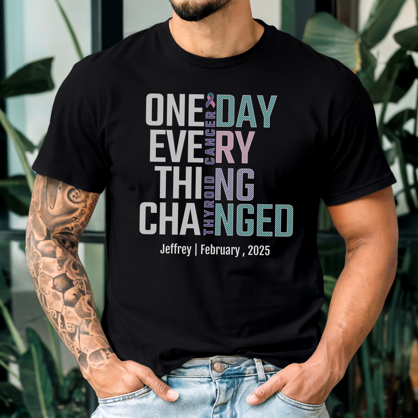 Personalized Thyroid Cancer Awareness T-Shirt – One Day Everything Changed – Custom Survivor, Warrior, Memorial Gift