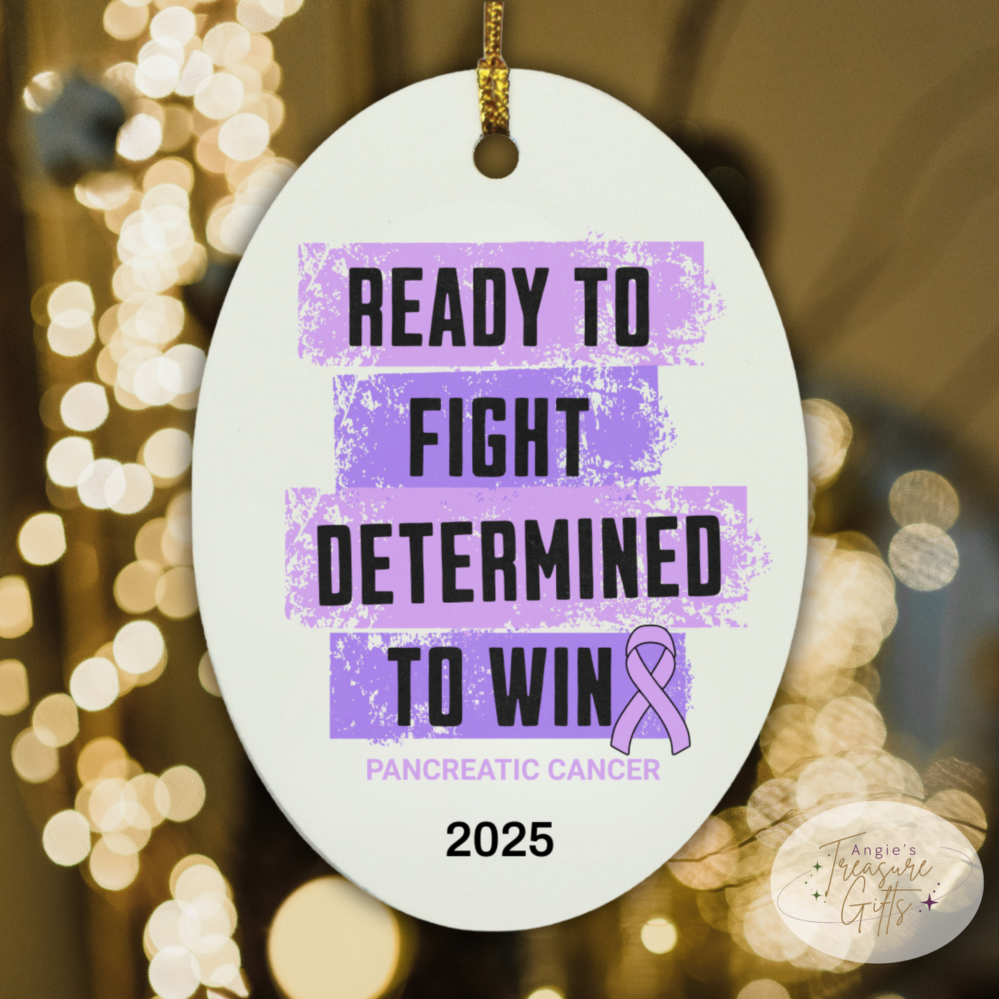 Personalized Pancreatic Cancer Awareness Ornaments – Purple Ribbon Keepsakes