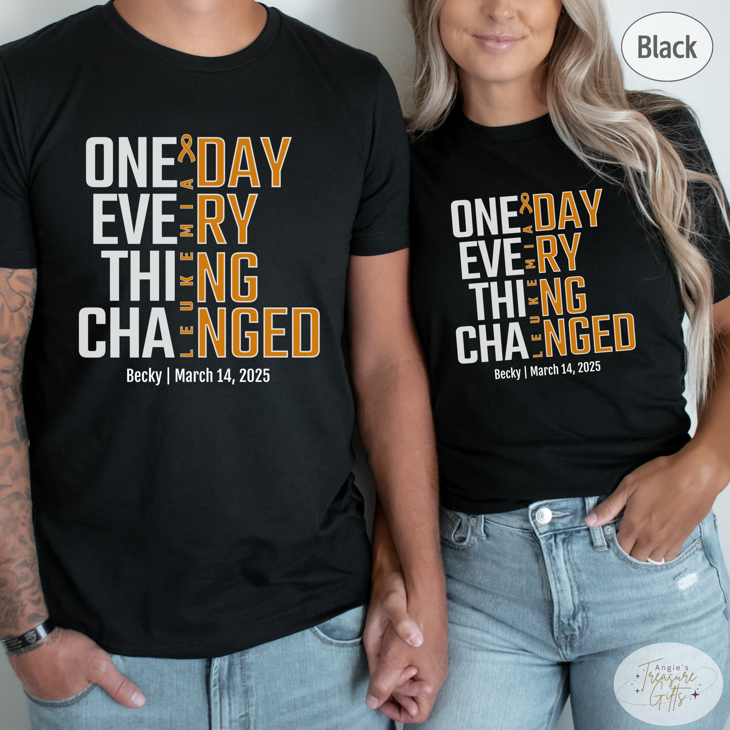 Personalized Leukemia Awareness T-Shirt – One Day Everything Changed – Custom Survivor, Warrior, Memorial Gift