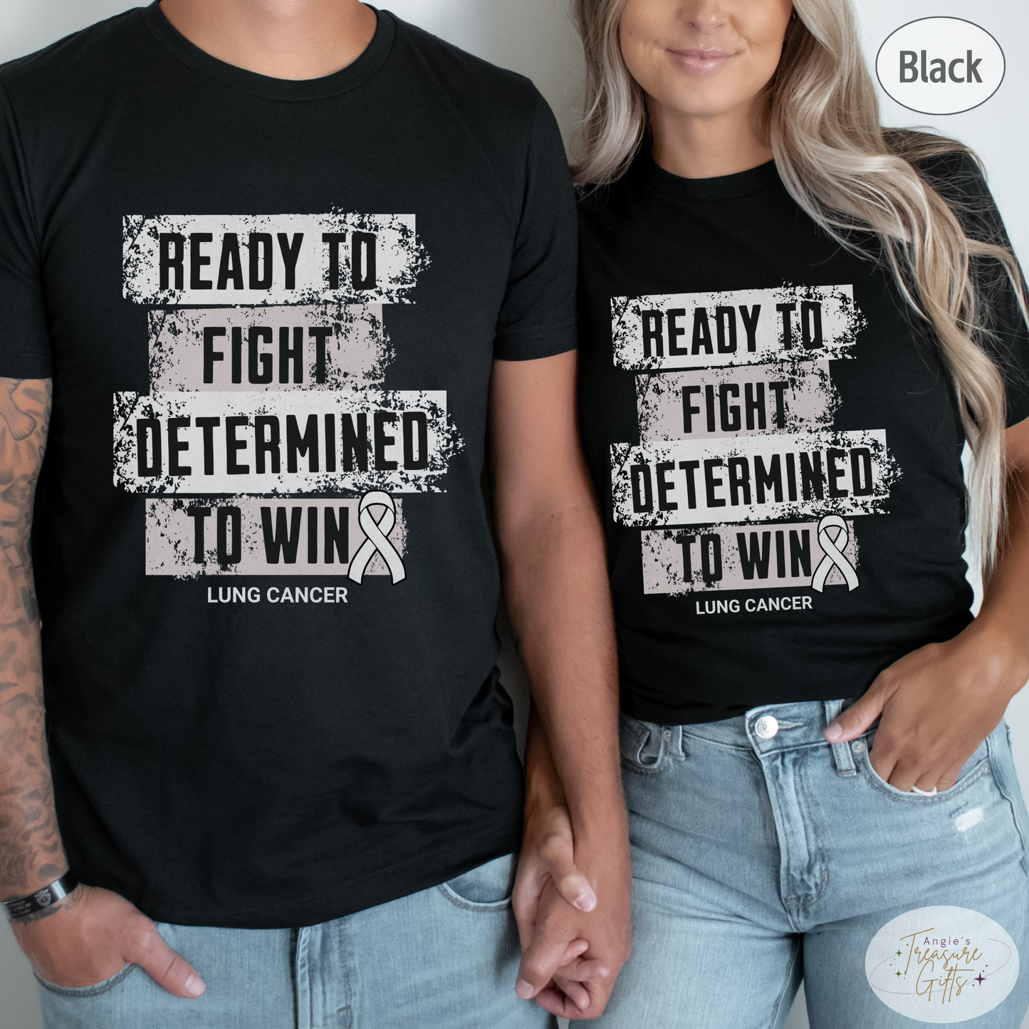 Lung Cancer Awareness T-Shirt – White Ribbon Survivor Gift – Ready to Fight Determined to Win
