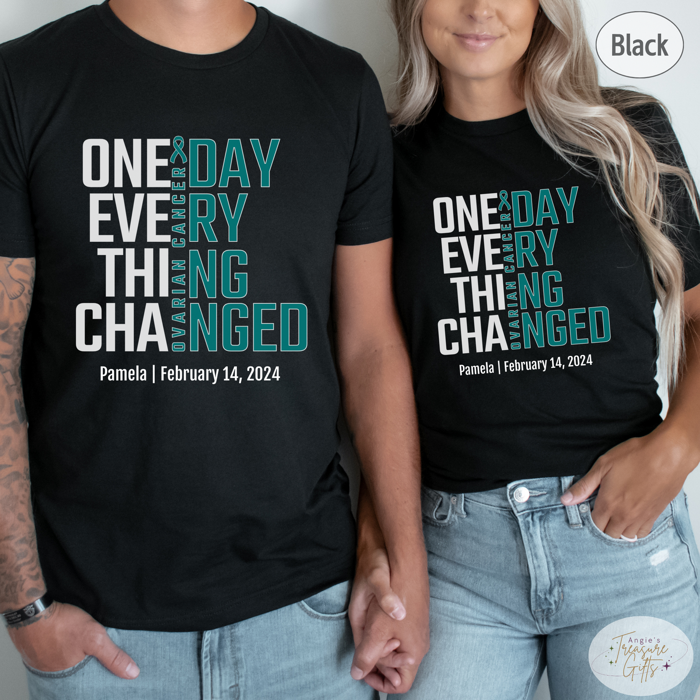 Personalized Ovarian Cancer Awareness T-Shirt – One Day Everything Changed – Custom Survivor, Warrior, Memorial Gift