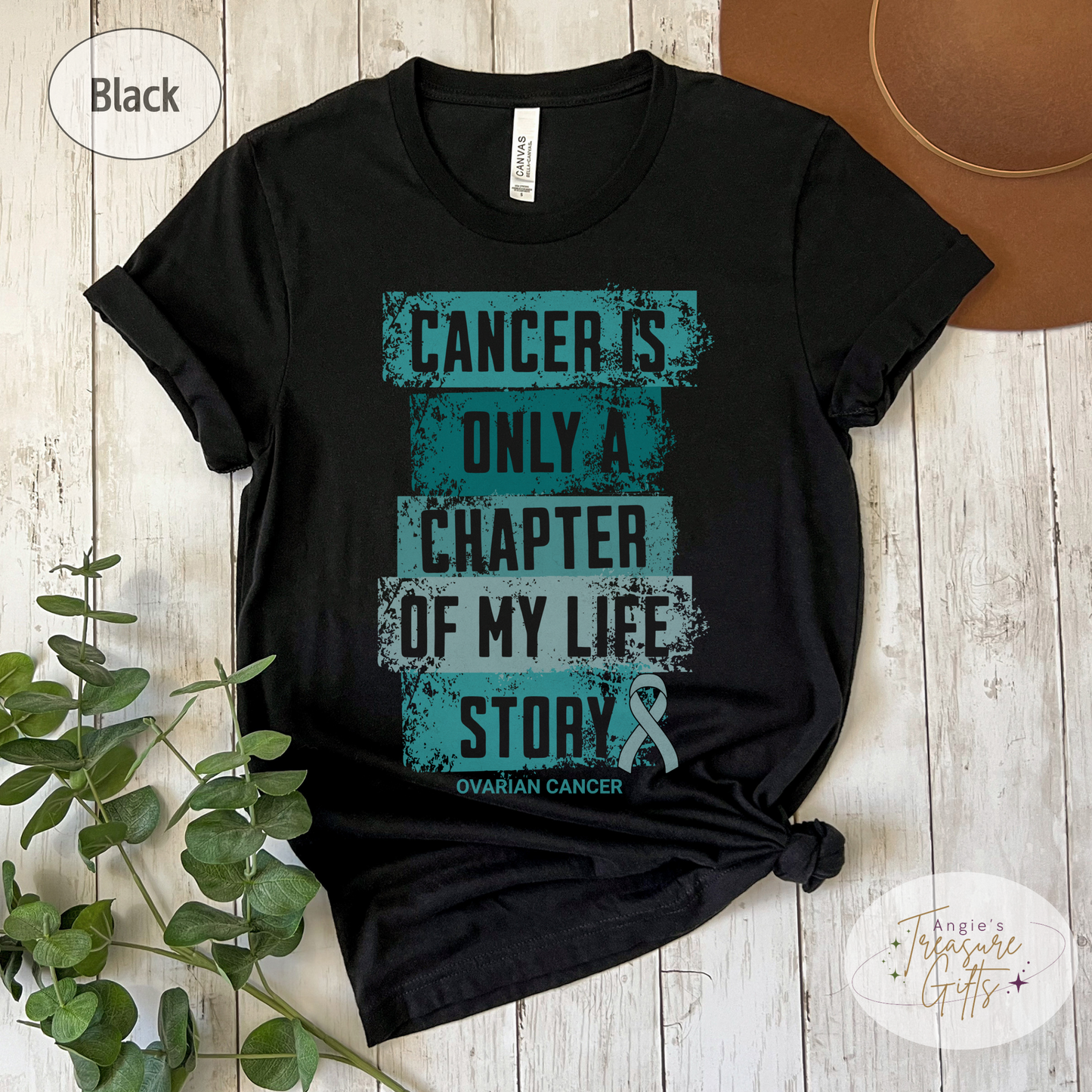 Ovarian Cancer Awareness T-Shirt – Cancer Is Only a Chapter of My Life Story – Teal Ribbon Survivor & Support Shirt