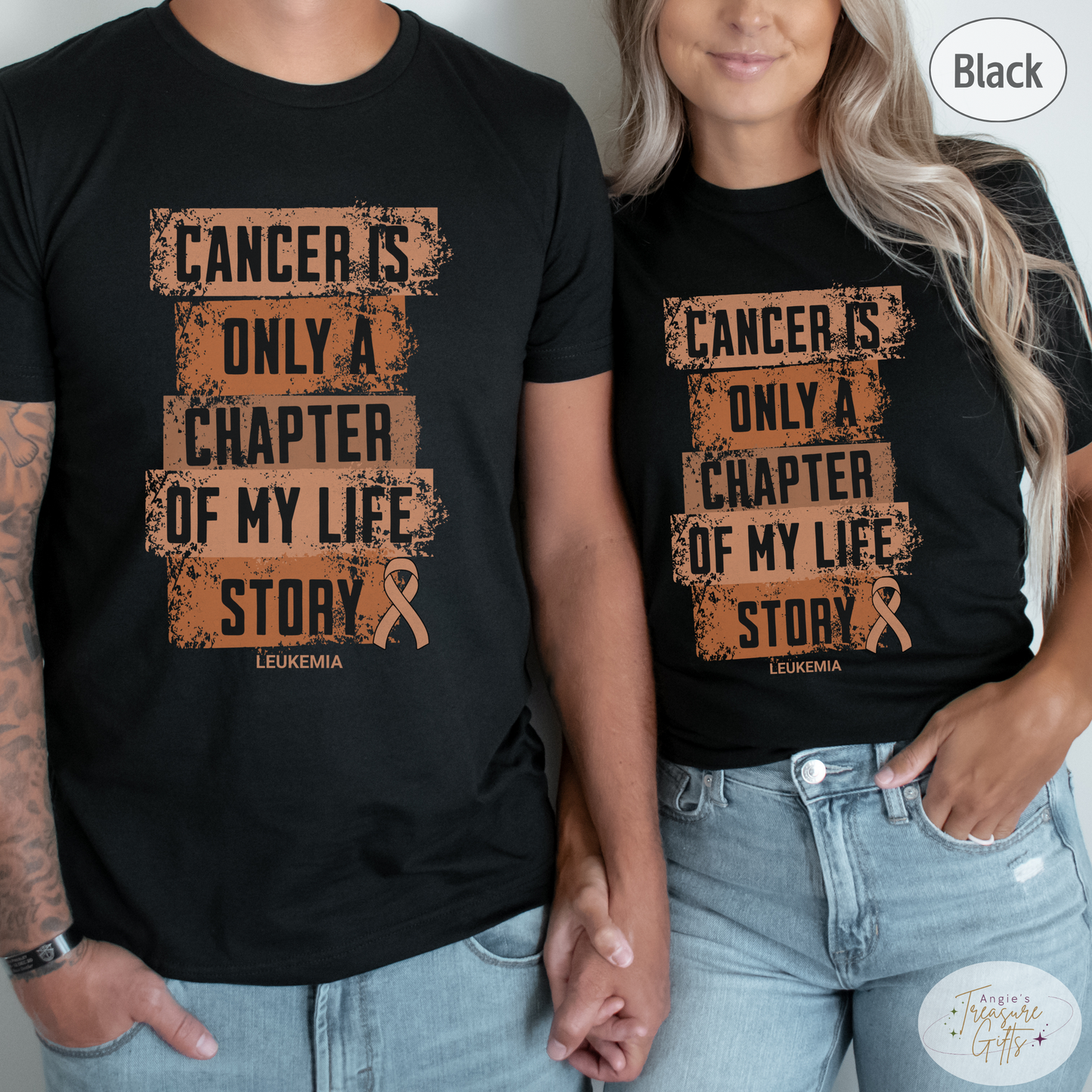 Leukemia Awareness T-Shirt – Cancer Is Only a Chapter of My Life Story – Orange Ribbon Cancer Support & Survivor Shirt