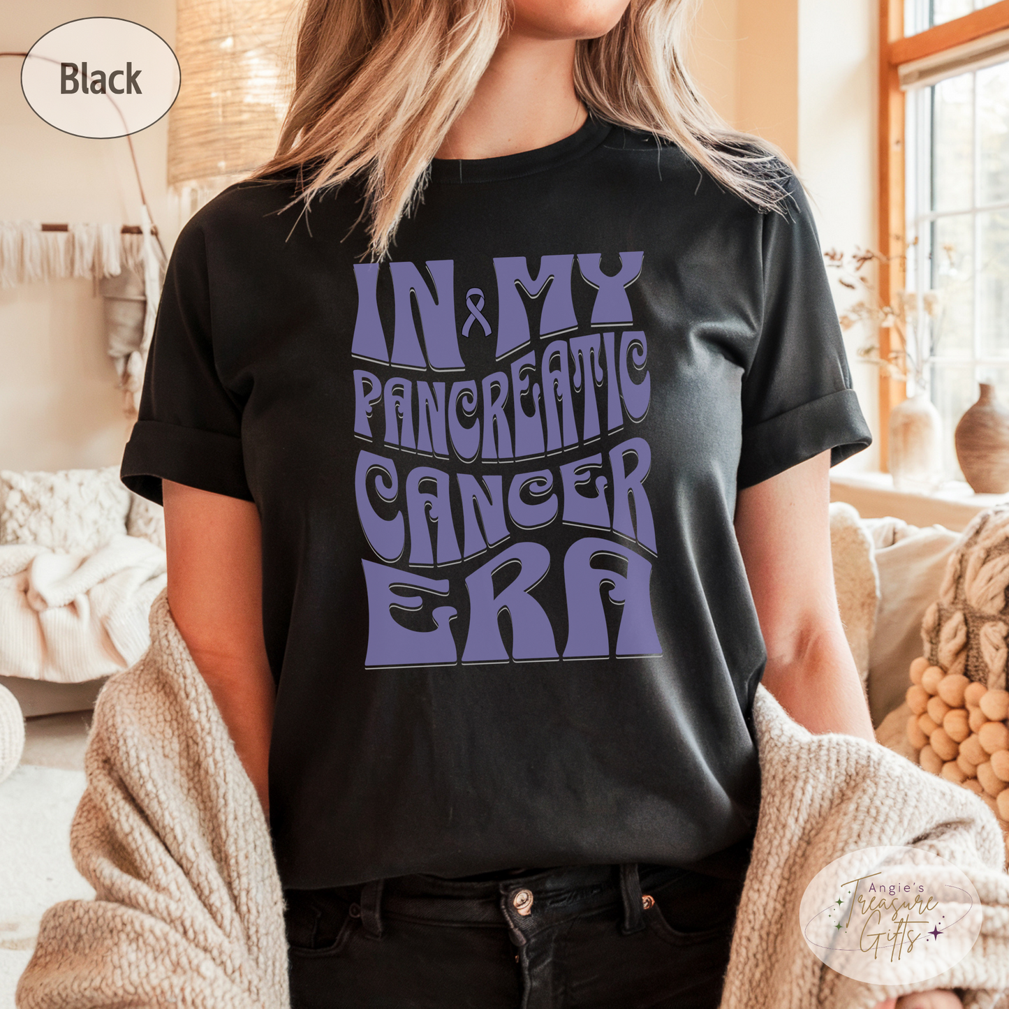 In My Pancreatic Cancer Era Shirt – Purple Awareness Ribbon – Bella Canvas 3001 Unisex Tee – Cancer Support Gift