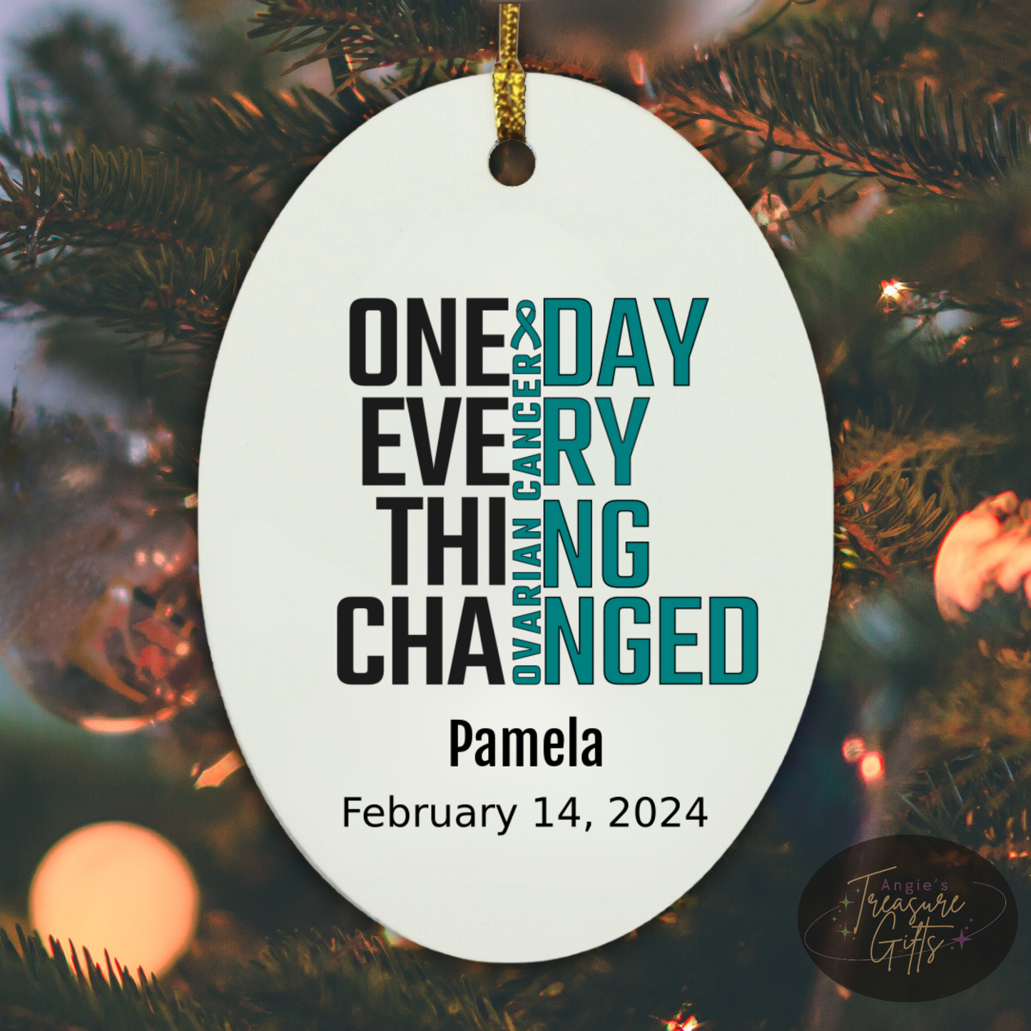 One Day Everything Changed Ovarian Cancer Awareness Ornament – Personalized Survivor Gift
