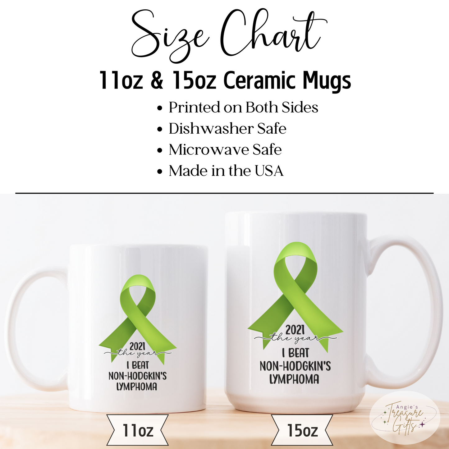 Personalized Non-Hodgkin’s Lymphoma Survivor Mug – Lime Green Awareness Ribbon Coffee Cup