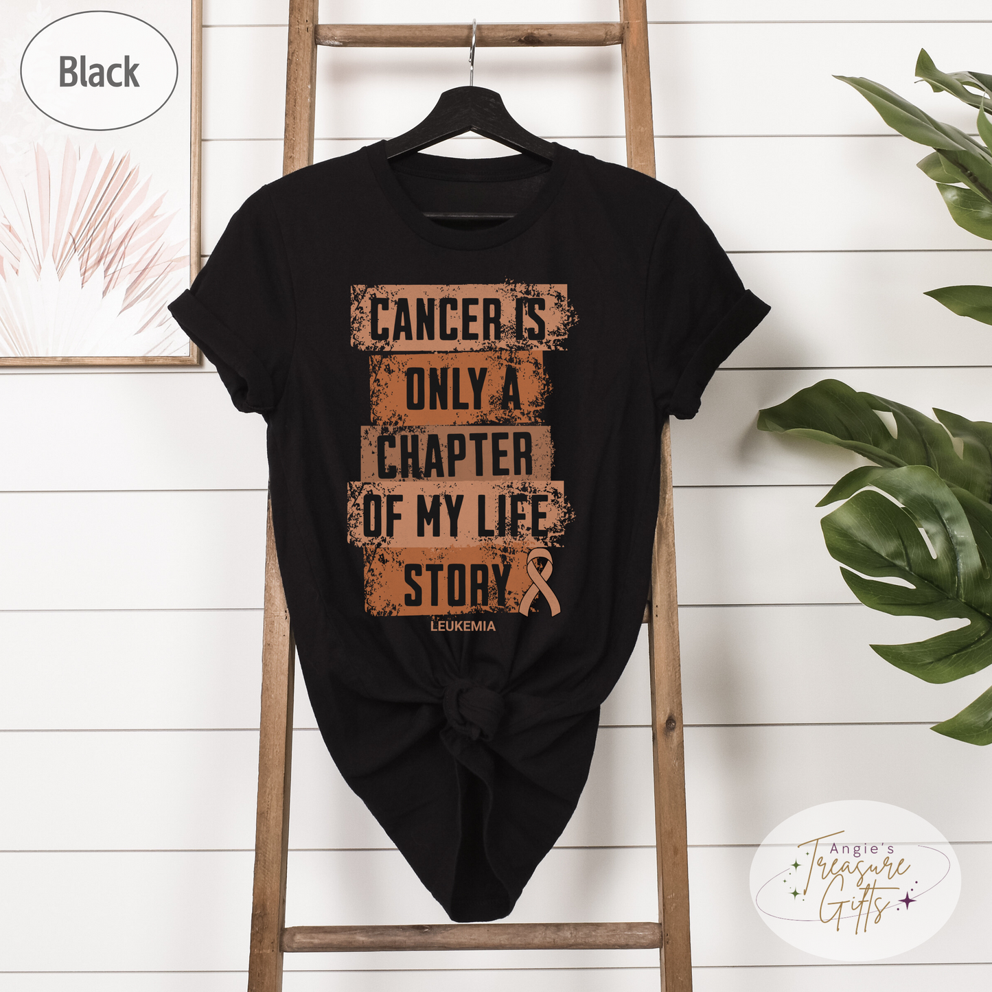 Leukemia Awareness T-Shirt – Cancer Is Only a Chapter of My Life Story – Orange Ribbon Cancer Support & Survivor Shirt