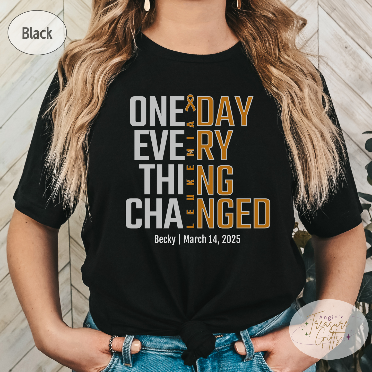 Personalized Leukemia Awareness T-Shirt – One Day Everything Changed – Custom Survivor, Warrior, Memorial Gift